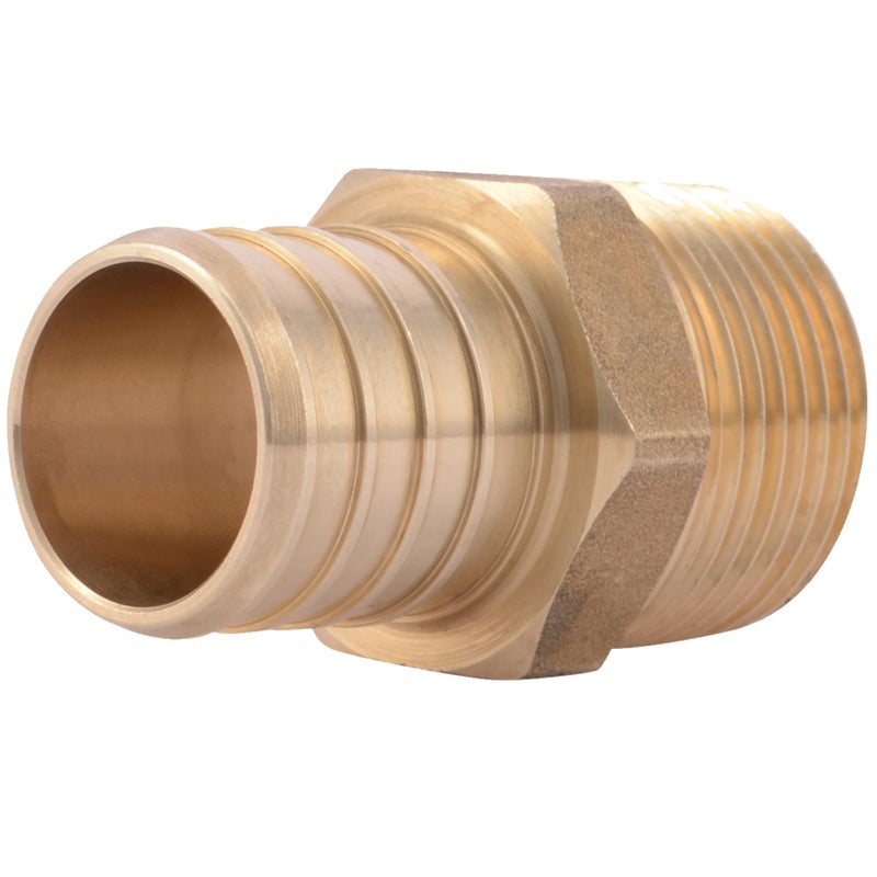 SharkBite 1 Inch x 3/4 Inch Crimp MNPT Male Adapter, Brass Plumbing Fitting, PEX Pipe, Copper, UC142LFA - Image 1